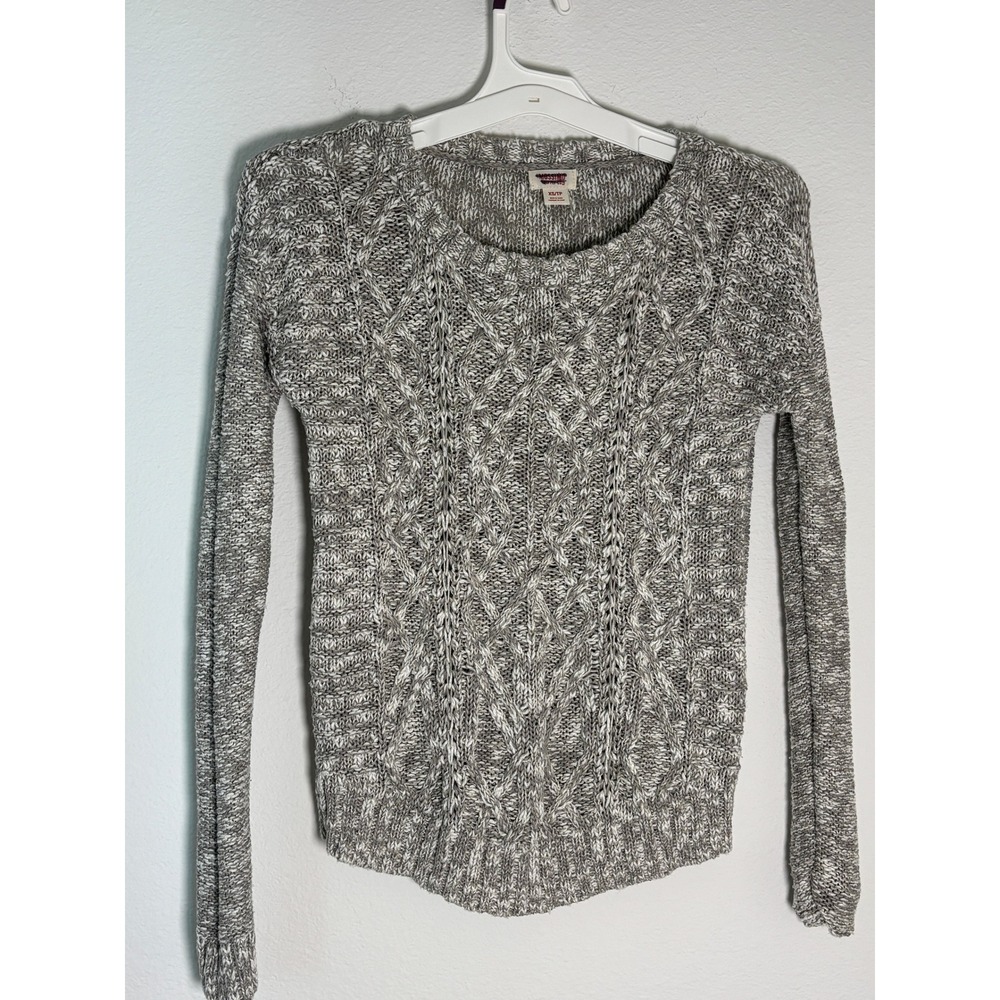 Mossimo Supply Co Gray Marled Cable Knit Sweater XS‎ Neck Long Sleeve Pullover